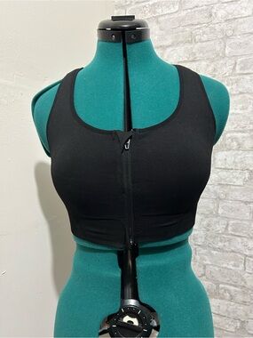 Avia Black Racerback Sports Bra with Front Zip